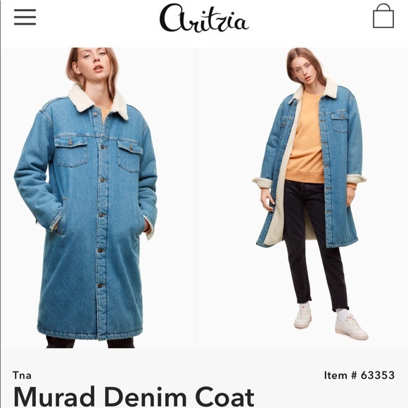 Aritzia Tna Murad Denim Sherpa Lined 